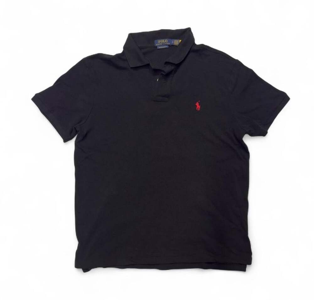 Polo Ralph Lauren Men's Black Custom Slim Fit Polo Shirt Size LG